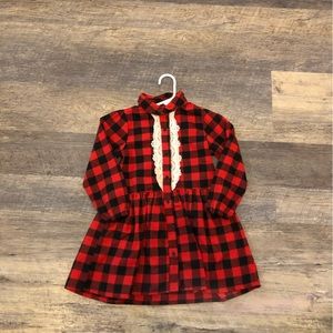 Vintage Cre8ions Girls Red Long Sleeve Dress 5Y Holiday Check Red Black Pattern